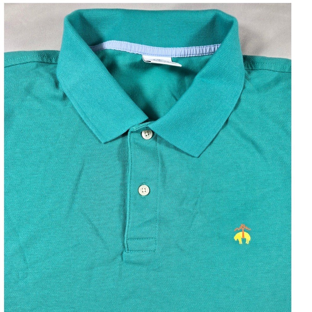 Brooks Brothers Performance Pique Polo Mens XL Teal Green Slim Fit Cotton Logo